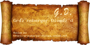 Grünsberger Dioméd névjegykártya